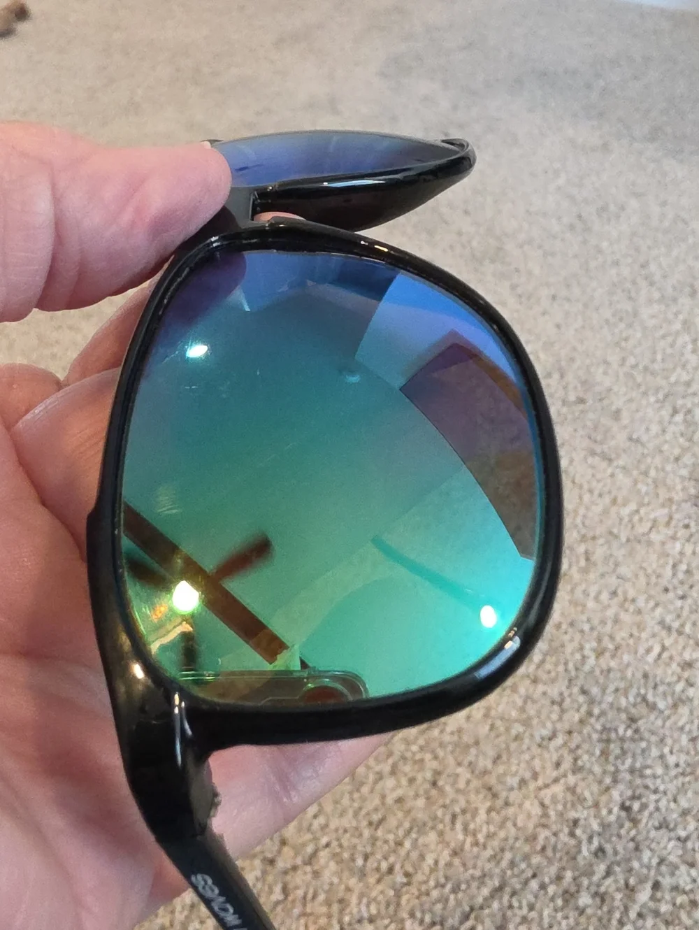 Vintage Ocean Waves T-3 Polarized Sunglasses Blue Mirror Black Frame + Case